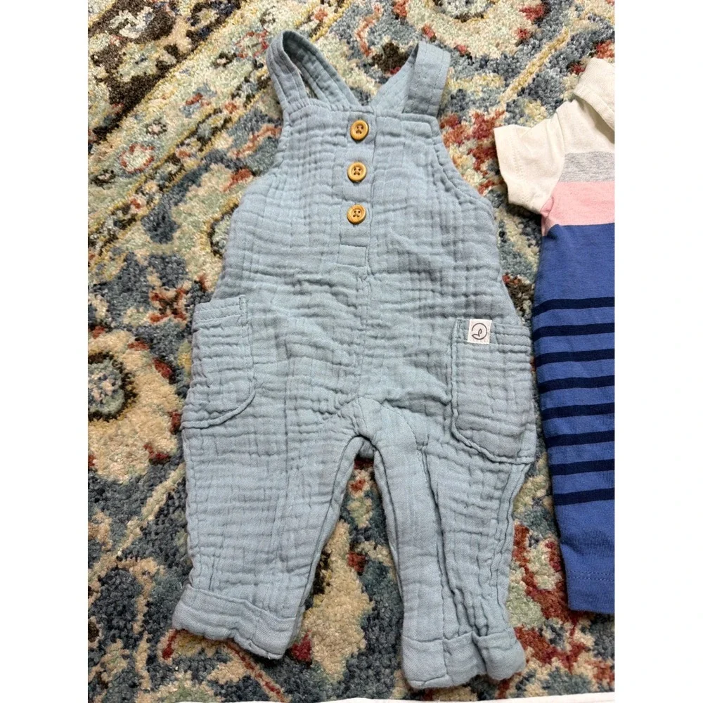 Little‎ Planet Carter's Romper Bundle Boys Newborn Blue Muslin Nautical EUC